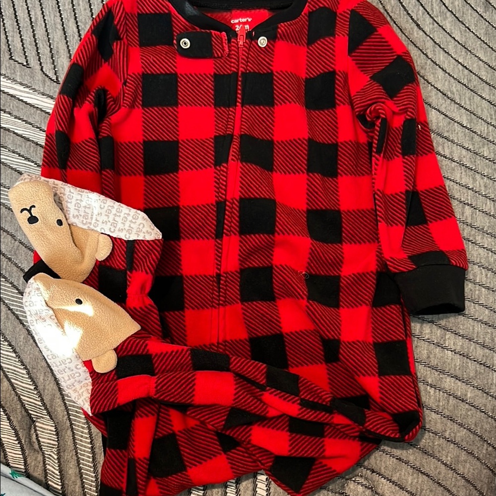 Carter's Red and Black Footie One Piece